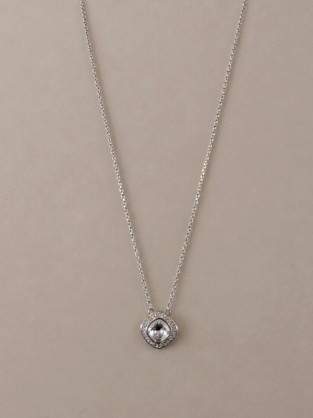 Swarovski Square Crystal Pendant Necklace Adjustable